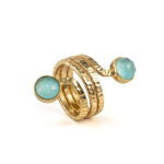 Δαχτυλίδι με Δύο Πέτρες Αμαζονίτη - Ασήμι 925 Επιχρυσωμένο - Image 2