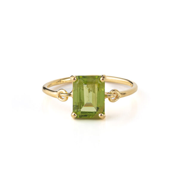 Rectangular Peridot Ring - 925 Sterling Silver and Gold Plated
