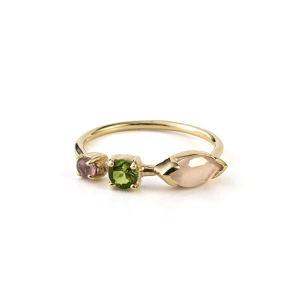 Pink Quartz Ring - 925 Sterling Silver and Gold Plated