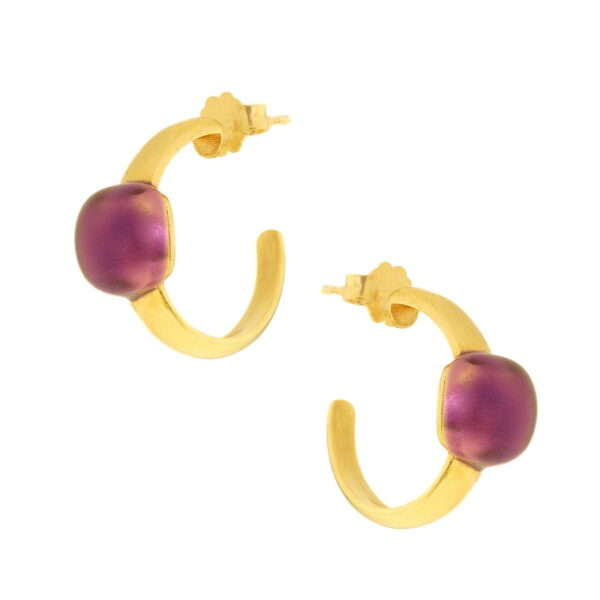 GREGIO Hoop Earrings with Purple Enamel - Gold Plated Silver 925