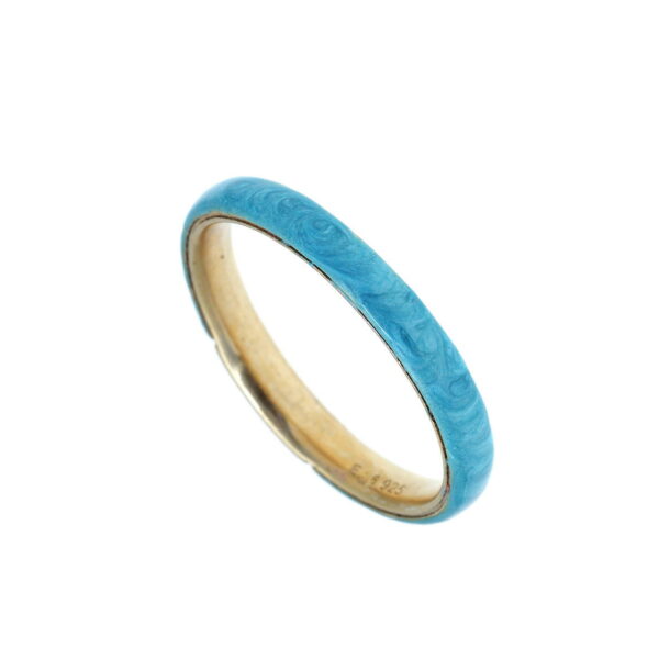 GREGIO Ring with Blue Enamel - Silver 925 and Gold Plated