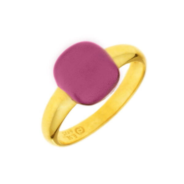 GREGIO Δαχτυλίδι με μοβ Σμάλτο - Ασήμι 925 Επιχρυσωμένο