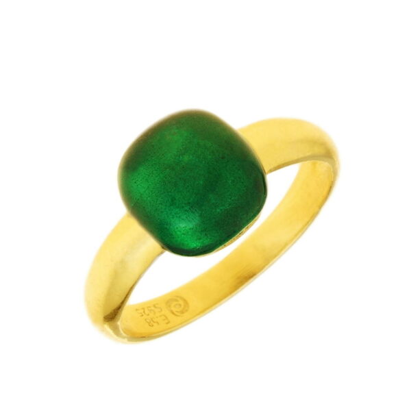 GREGIO Ring with Green Enamel - Silver 925 and Gold Plated