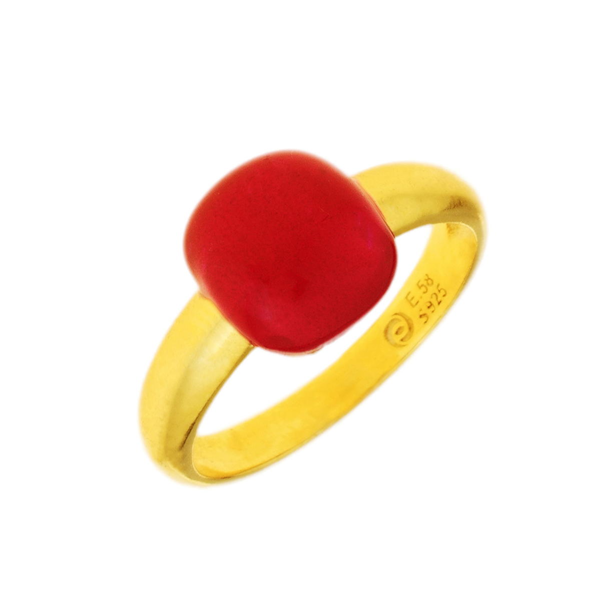 GREGIO Ring with Red Enamel - Silver 925 and Gold Plated