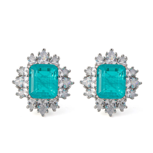 Turquoise Zircon Earrings - 925 Sterling Silver