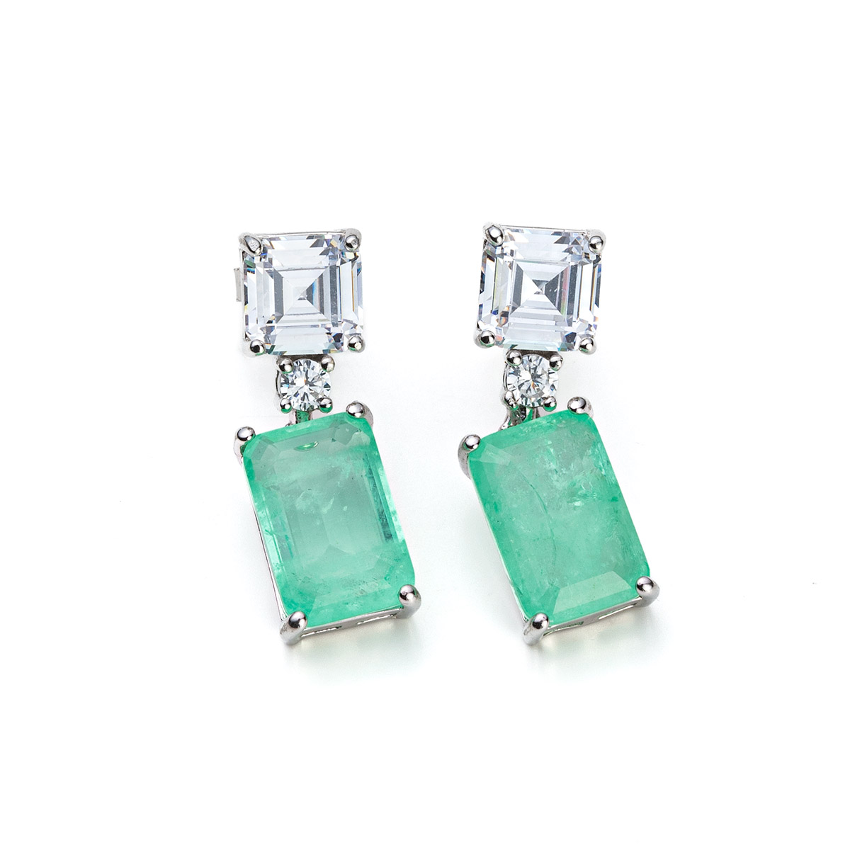 Green Zircon Crystal Dangle Earrings