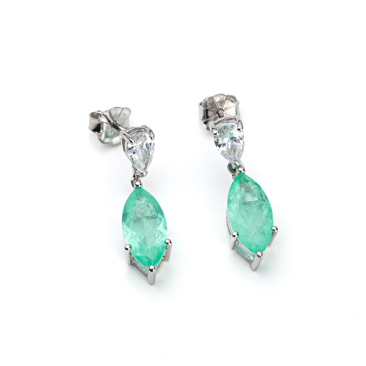 Green Zircon Crystal Earrings