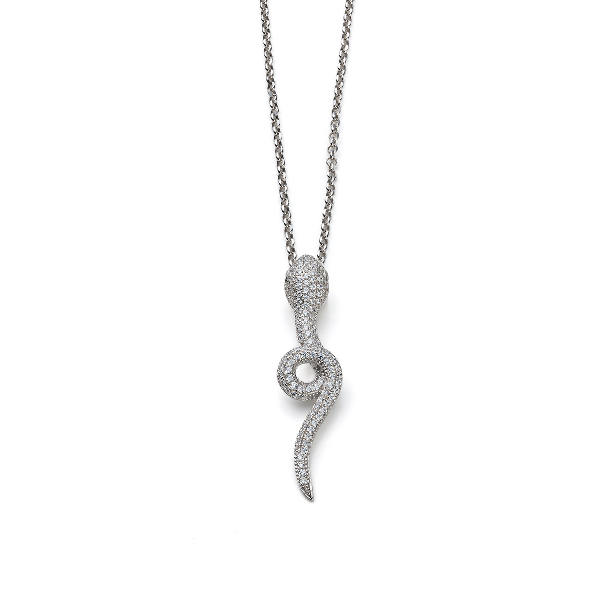 Snake Zircon Necklace - Silver 925