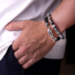 Meander Bracelet with Eagle Eye Beads - Sterling Silver - Image 2