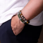 Greek Key Bracelet with Ocean Jasper Beads – 925 Sterling Silver - Image 2