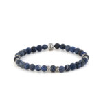 Meander Bracelet with Sodalite Beads -  Sterling Silver