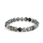 Meander Bracelet with Eagle Eye Beads - Sterling Silver