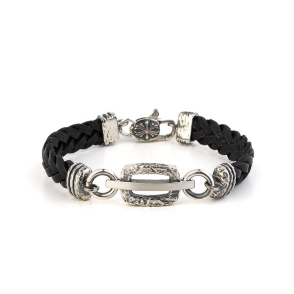 Axion Sterling Silver Leather Bracelet