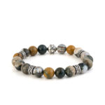 Greek Key Bracelet with Ocean Jasper Beads – 925 Sterling Silver