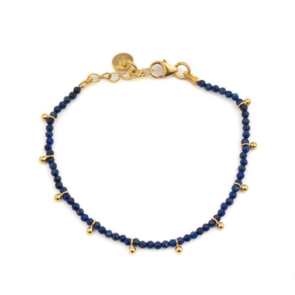 Lapis Lazuli Bracelet - 925 Sterling Silver and Gold Plated Bracelet