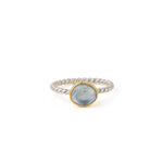 Aqua Marine Twist Stacking Ring - Sterling Silver and Gold Plated