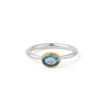 Dainty Blue Topaz Stone Ring - 925 Sterling Silver and Gold Plated
