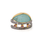Δαχτυλίδι Οξειδωμένο με Amazonite - Ασήμι 925 Επιχρυσωμένο
