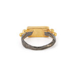 925 Sterling Silver and Gold Plated Rectangular Ring with Fildisi - Image 3