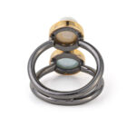 Δαχτυλίδι Aqua Marine και Pearl - Ασήμι 925 Επιχρυσωμένο - Image 3