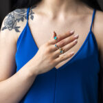 Round Pariba Gemstone Ring - 925 Sterling Silver and Gold Plated - Image 2