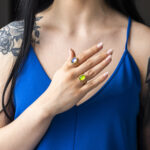 Blue Crystal Ring - 925 Sterling Silver and Gold Plated - Image 2