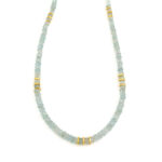 Aquamarine Necklace - 925 Sterling Silver and Gold Plated