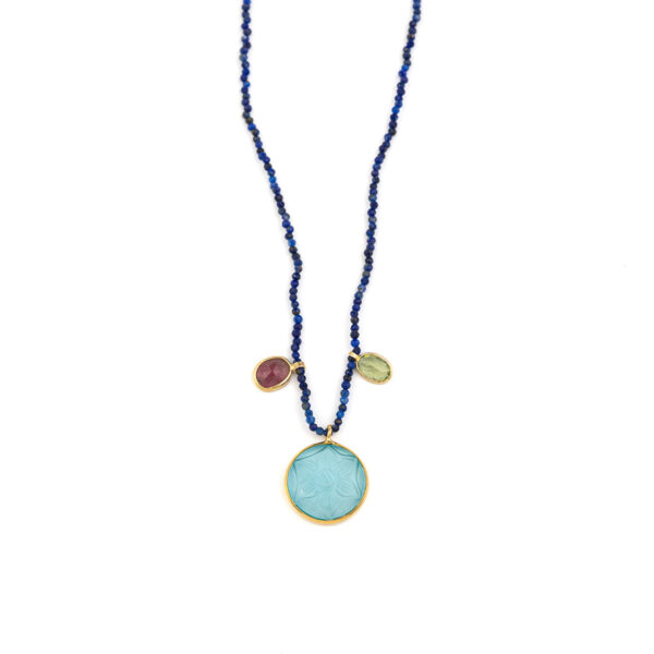 925 Sterling Silver and Gold Plated Necklace with Lapis Lazuli