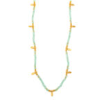 925 Sterling Silver and Gold Plated Necklace with Chrysophrase Stones