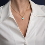 Turquoise Cross Pendant – 14K Gold - Image 2