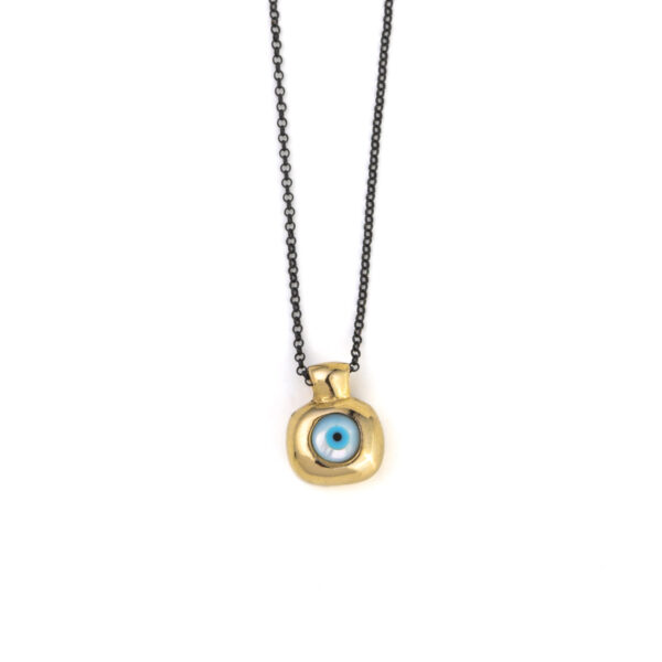 Evil Eye Round Necklace – 925 Sterling Silver and Gold Plated