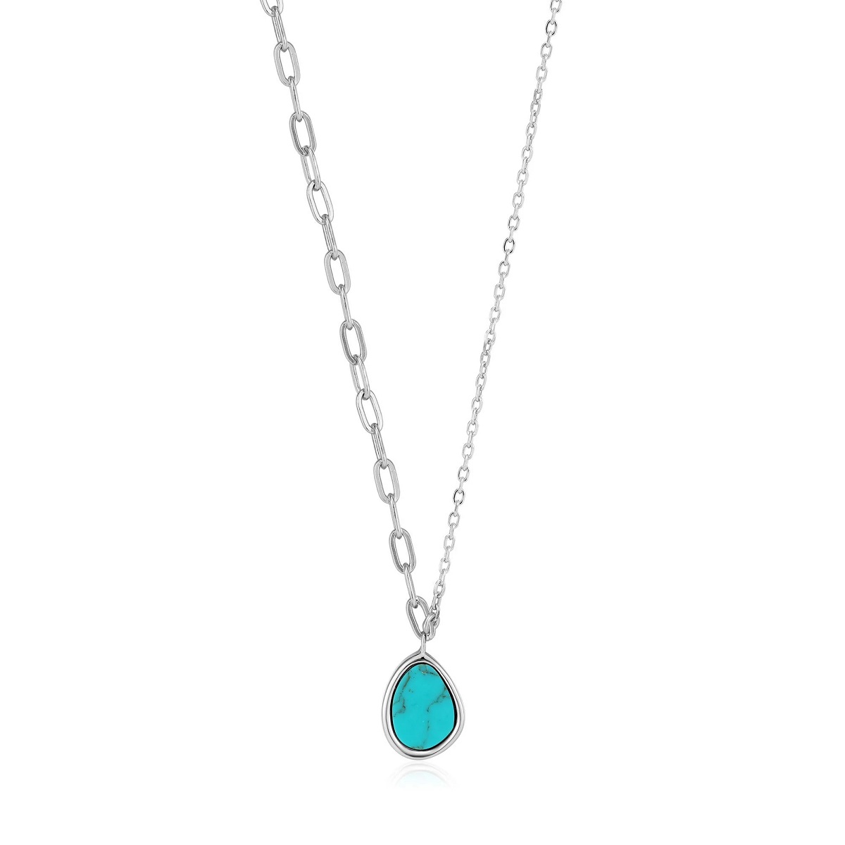 Ania Haie Silver Tidal Turquoise Mixed Link Necklace