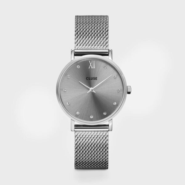 Cluse Minuit Mesh Crystals, Grey, Silver Colour