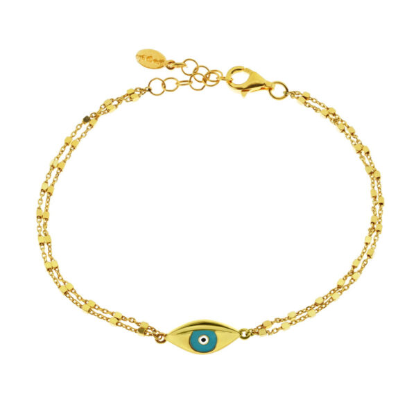 GREGIO Chain Bracelet with Evil Eye- Sterling Silver 925 and Gold Plated