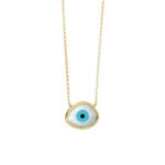 GREGIO Enamel Εvil Εye Necklace – Gold Plated Silver 925