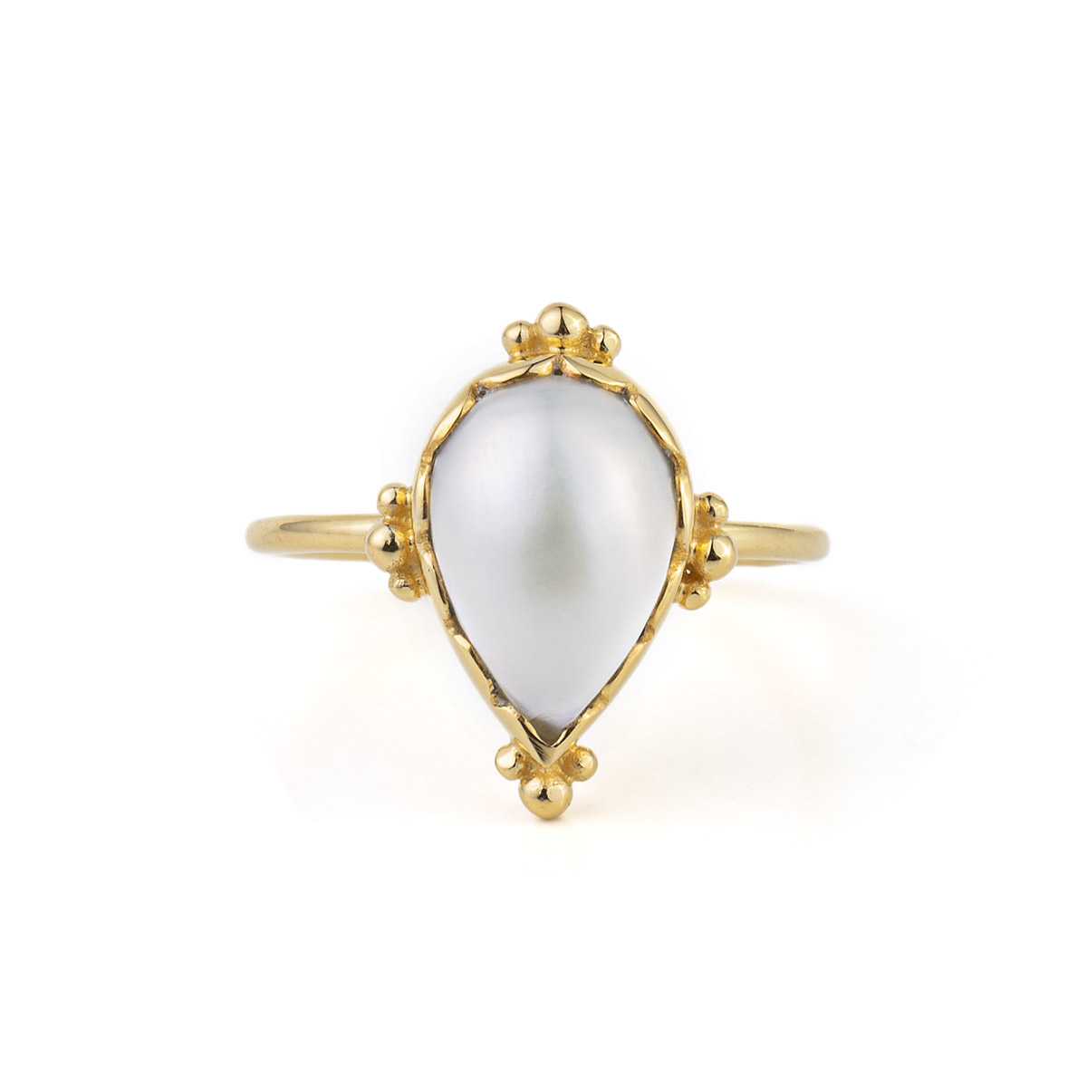 Gold Plated Pearl Drop Ring