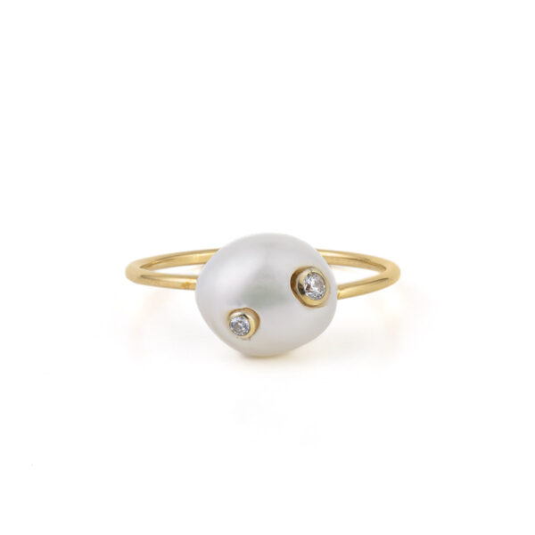 Gold Plated Pearl with Zircon Dots Ring