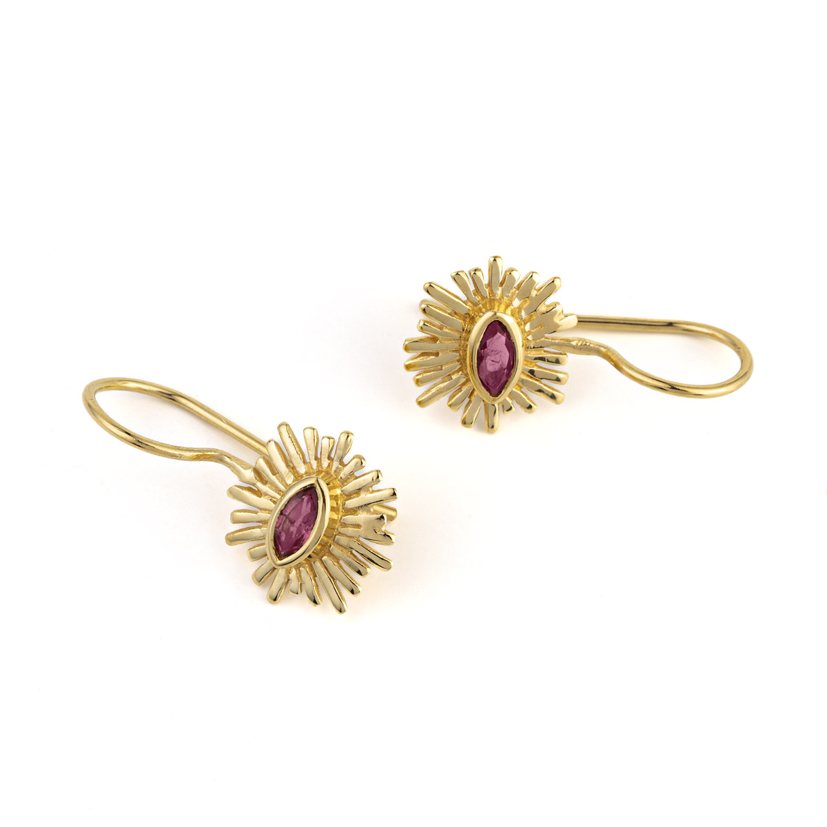 Tourmaline Sun Earrings - Sterling Silver and Gold Plated