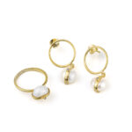 Pearl and Circle Dangle Earrings - Image 2