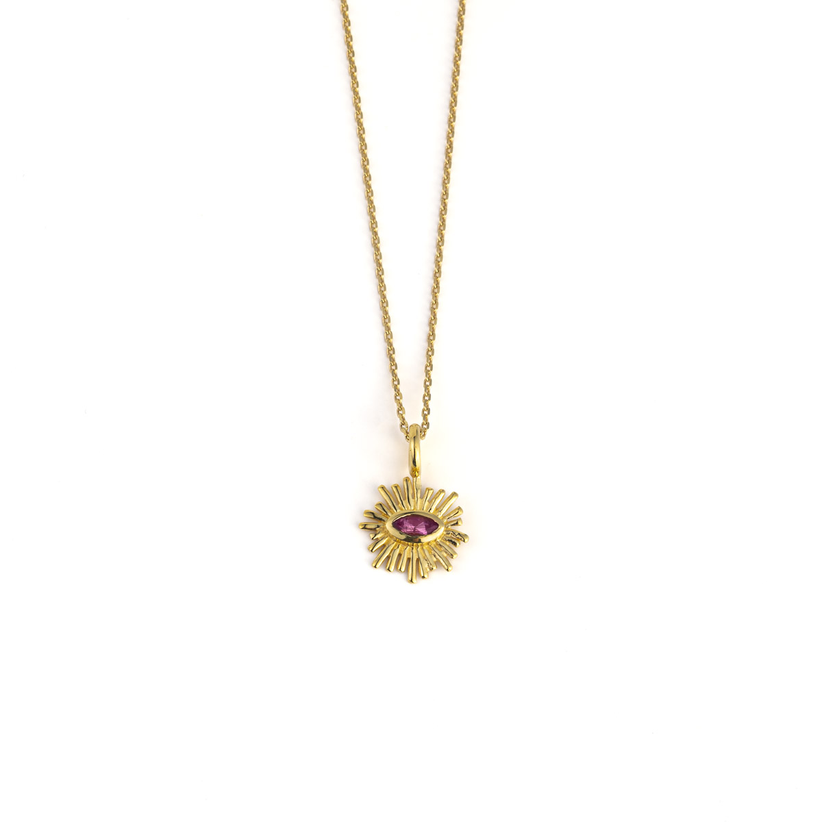 Tourmaline Sun Necklace - Sterling Silver and Gold Plated