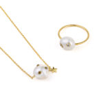 Gold Plated Pearl with Zircon Dots Ring - Image 4