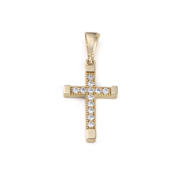 Zircon Cross – 9K Gold