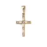Cross Pendant with Zircon – 9K Gold