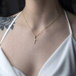 Cross Pendant with Zircon – 9K Gold - Image 2