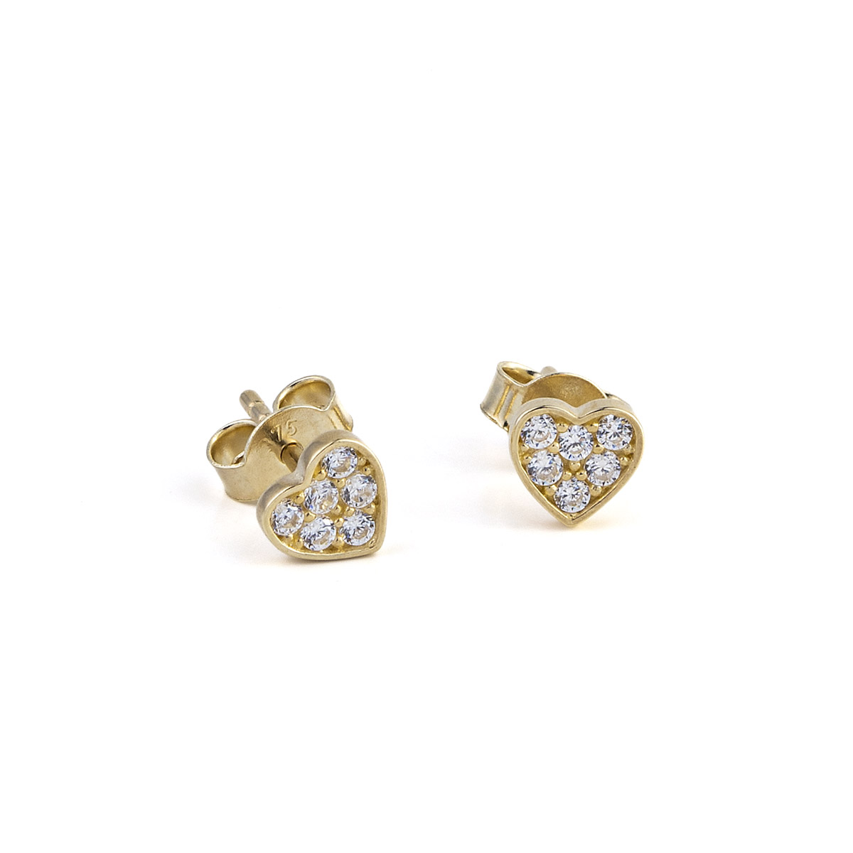 9K Gold Heart Stud Earrings