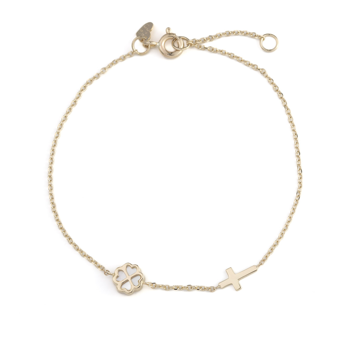 Mother of Pearl Clover Bracelet – 9K Gold