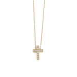 Two Sided Zircon Cross Necklace - 9K Gold - Image 2