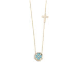 Four Leaf Necklace with Cross - 9K Gold