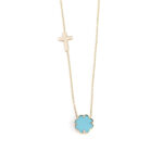 Four Leaf Necklace with Cross - 9K Gold - Image 2