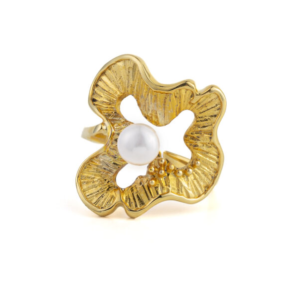 Gold Plated Pearl Ring